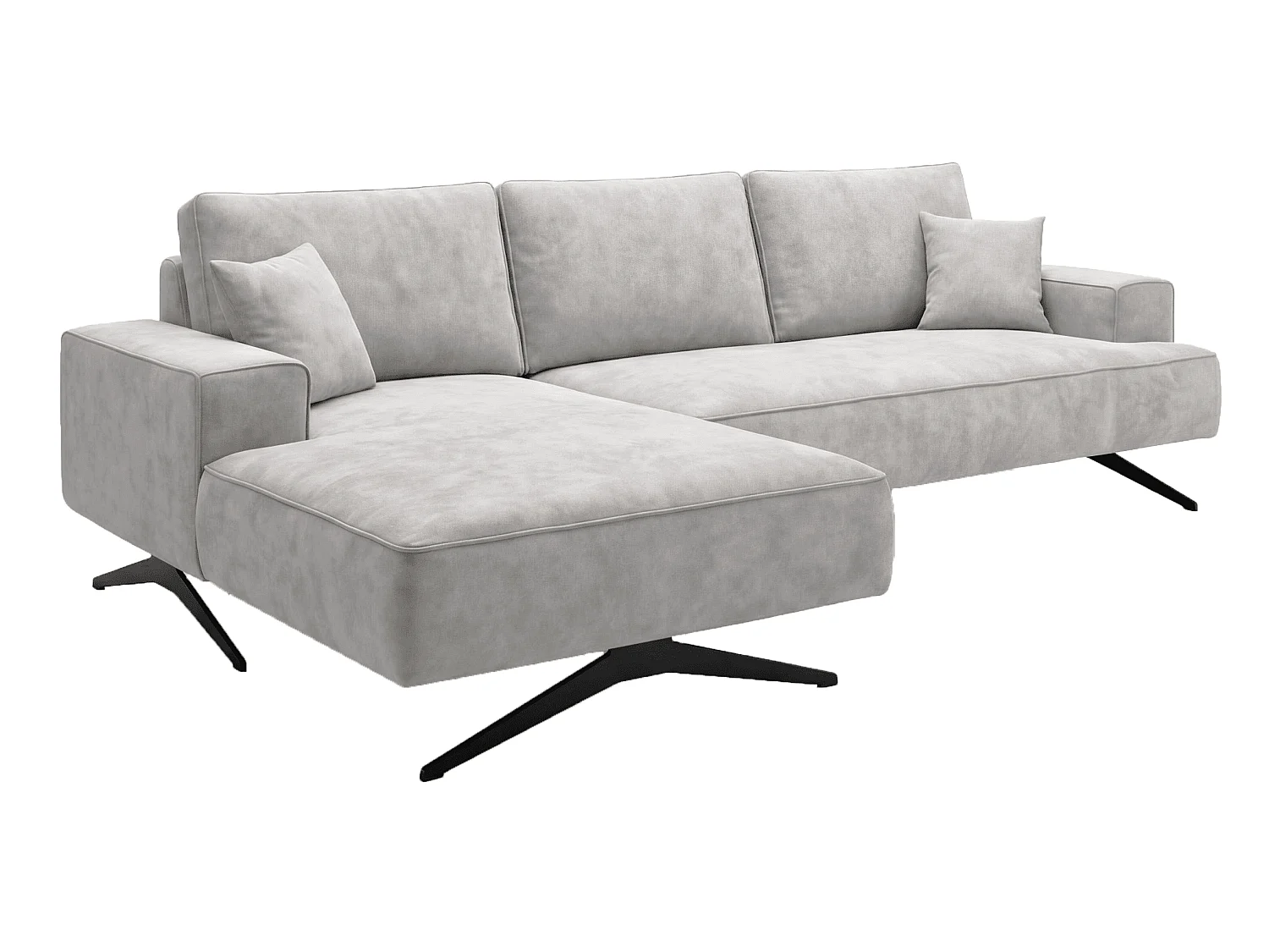 Ecksofa Zenaro in L-Form auf Füßen - modernes Design, Sofa 260 cm, links, Hellgrau