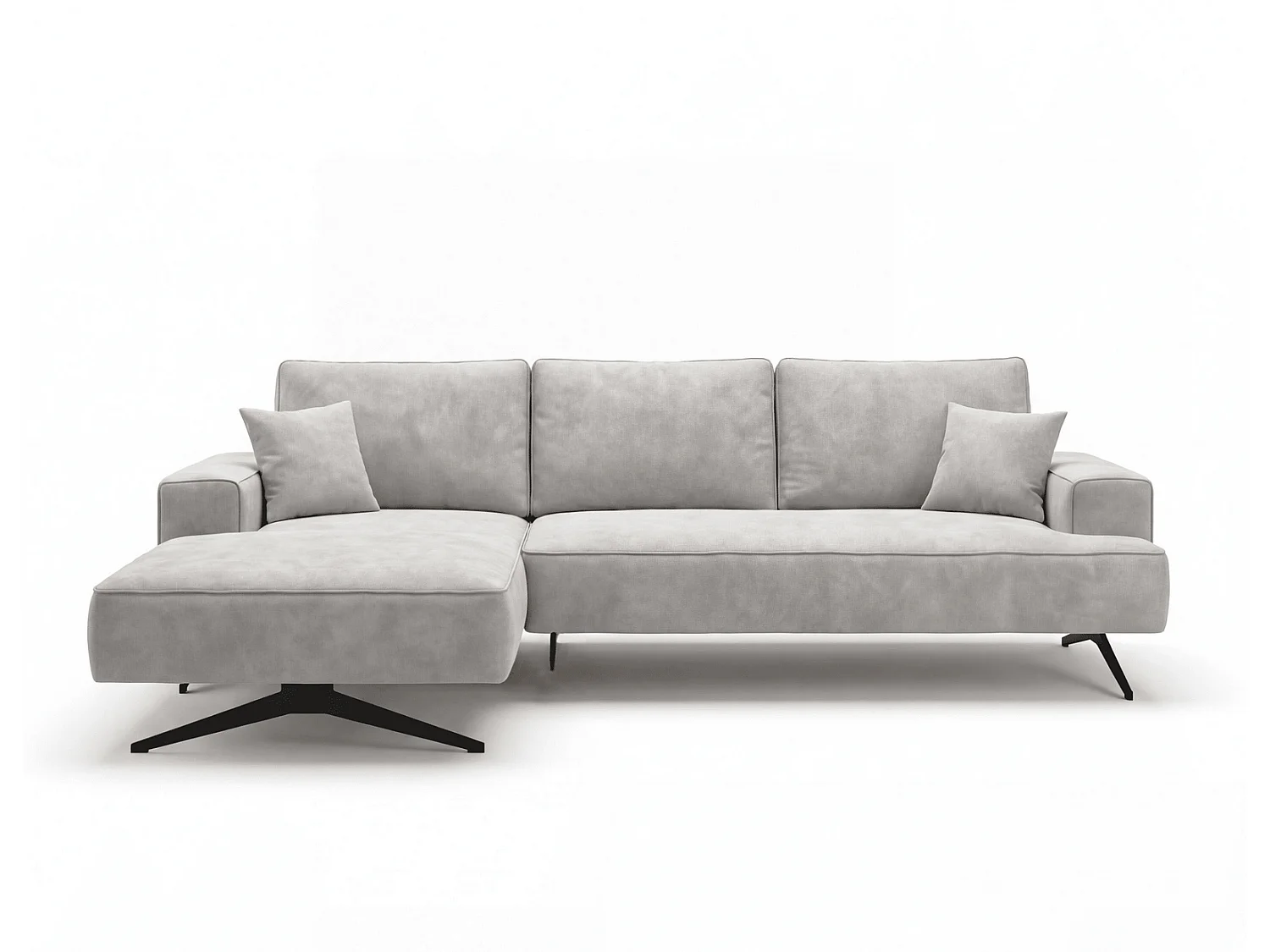 Ecksofa Zenaro in L-Form auf Füßen - modernes Design, Sofa 260 cm, links, Hellgrau