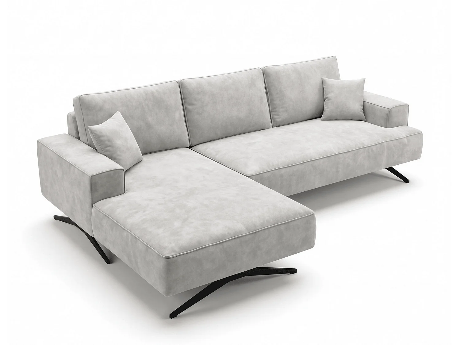 Ecksofa Zenaro in L-Form auf Füßen - modernes Design, Sofa 260 cm, links, Hellgrau