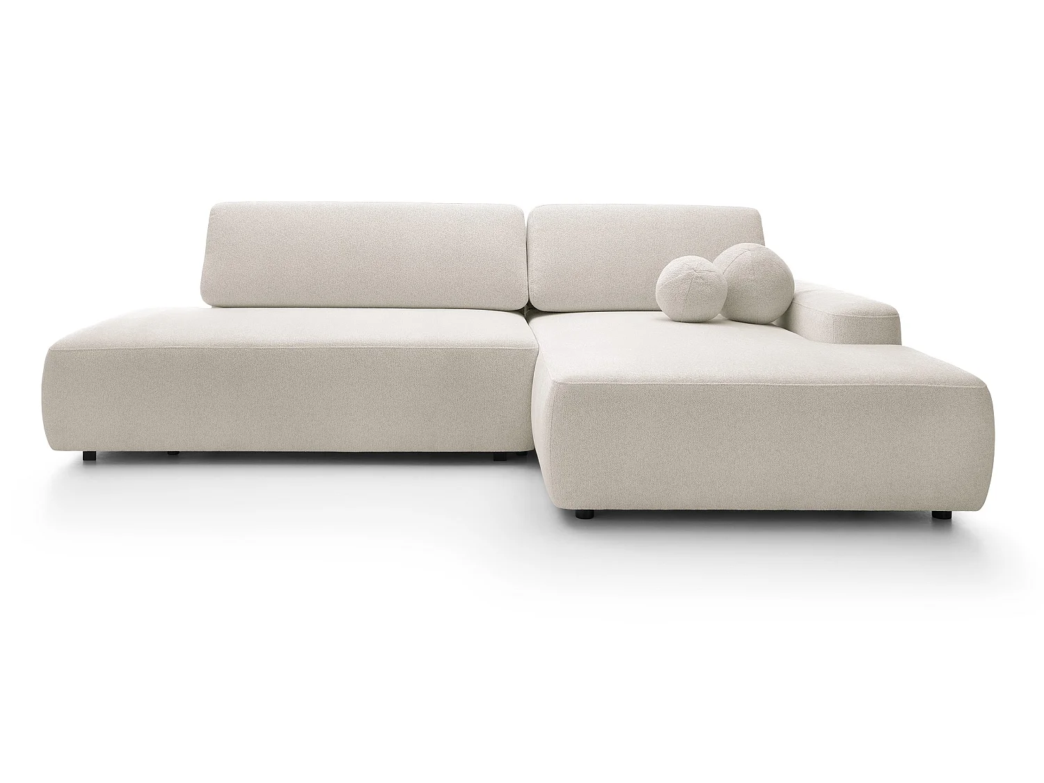 Canapé d'angle Orea O avec rangement design aux formes arrondies - canapé d'angle convertible, droit, beige