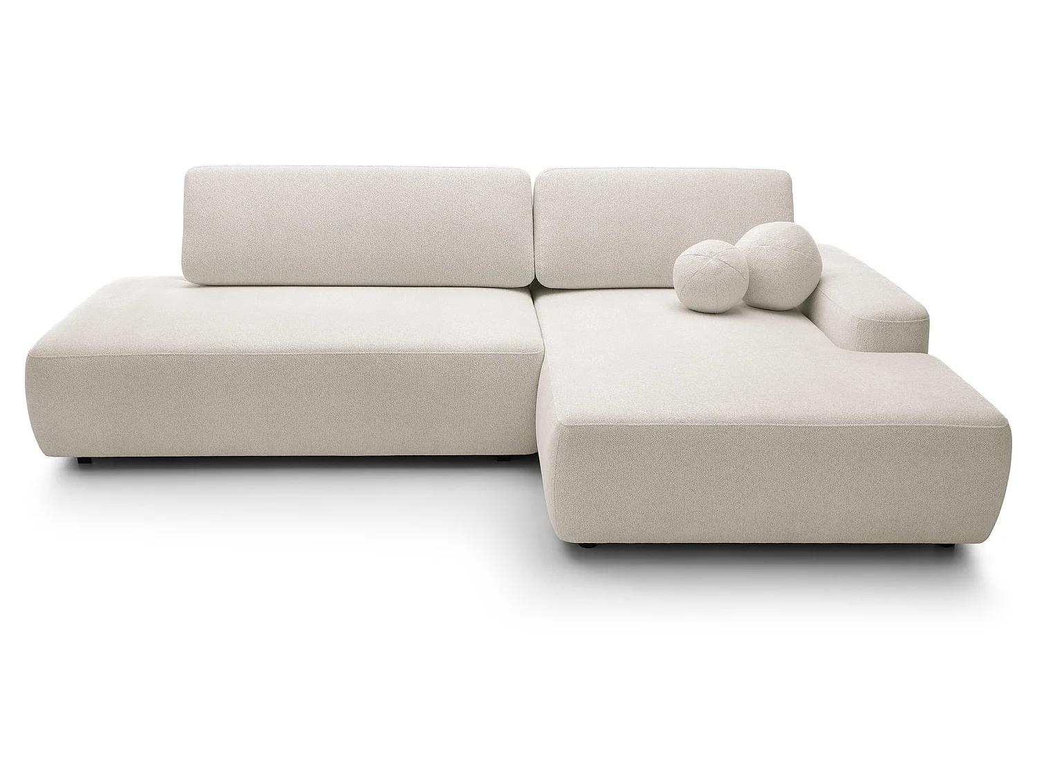 Canapé d'angle Orea O avec rangement design aux formes arrondies - canapé d'angle convertible, droit, beige