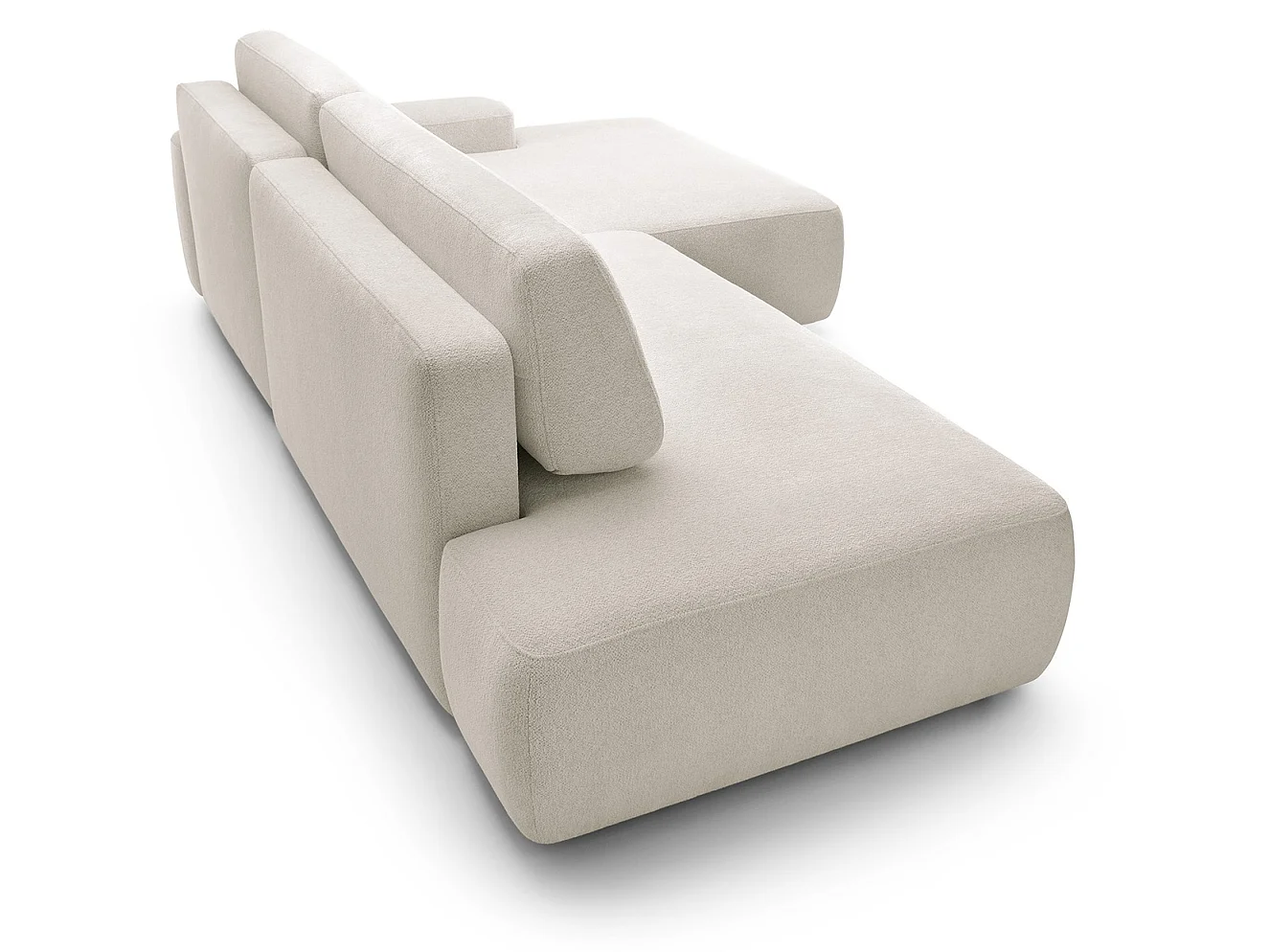 Canapé d'angle Orea O avec rangement design aux formes arrondies - canapé d'angle convertible, droit, beige
