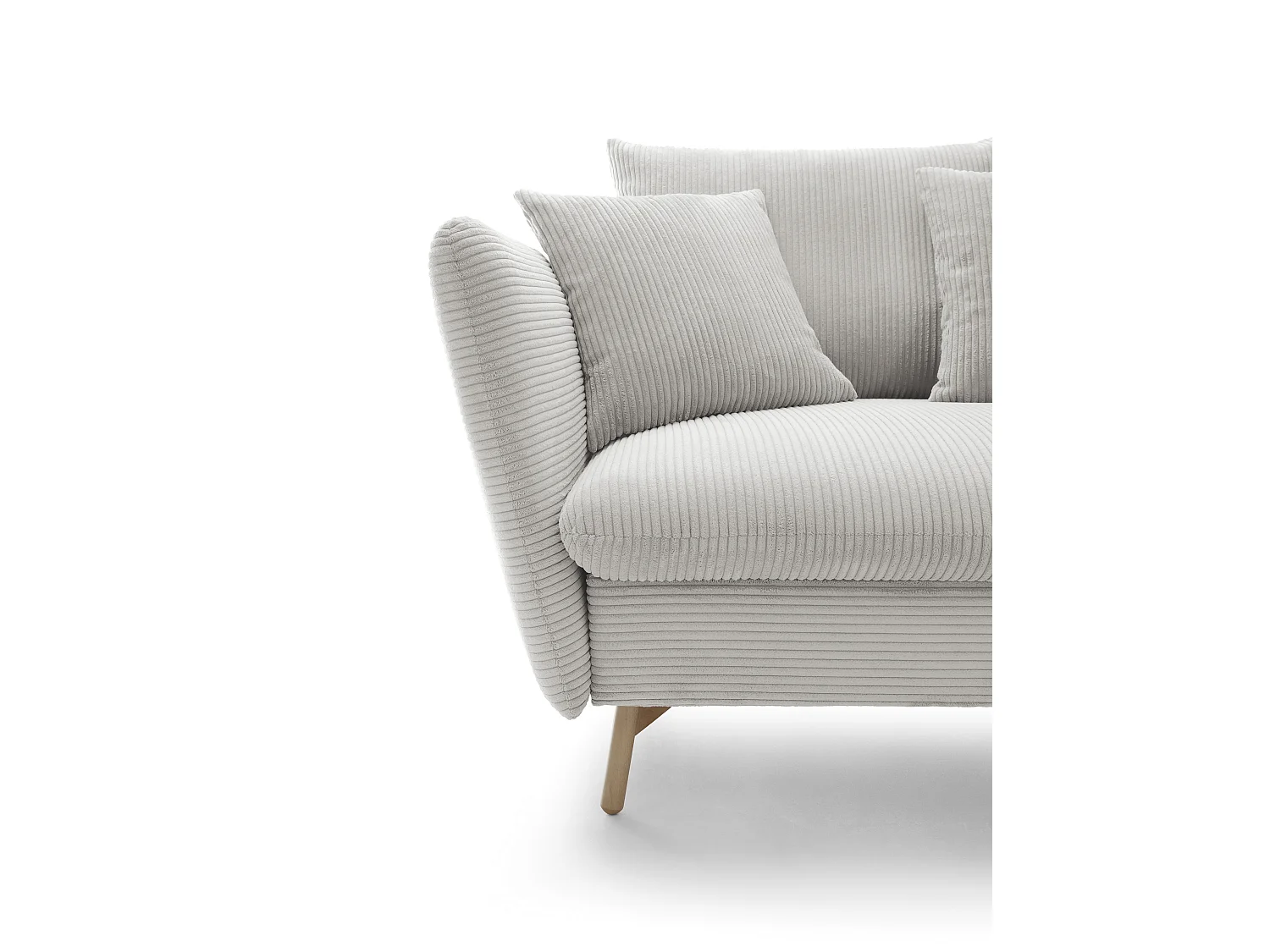 Canapé d'angle convertible Savona 260 cm, velours côtelé, droite - canapé d'angle avec coffre de rangement, vanille