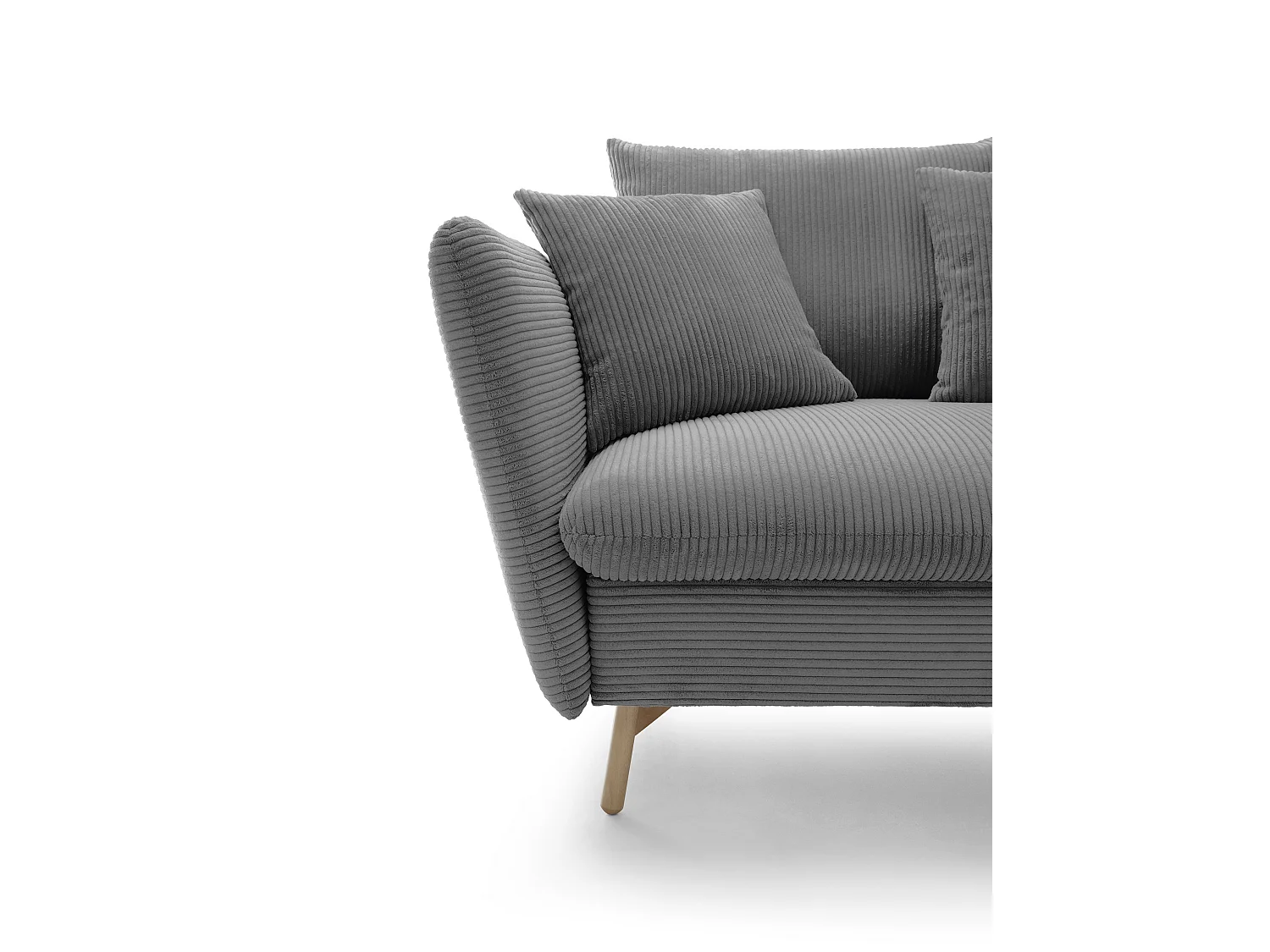 Canapé d'angle convertible Savona 260 cm, velours côtelé, droite - canapé d'angle avec coffre de rangement, gris