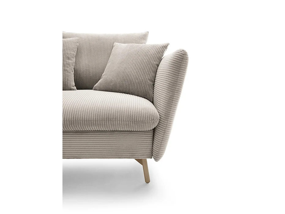 Canapé d'angle convertible Savona 260 cm, velours côtelé, gauche - canapé d'angle avec coffre de rangement, beige