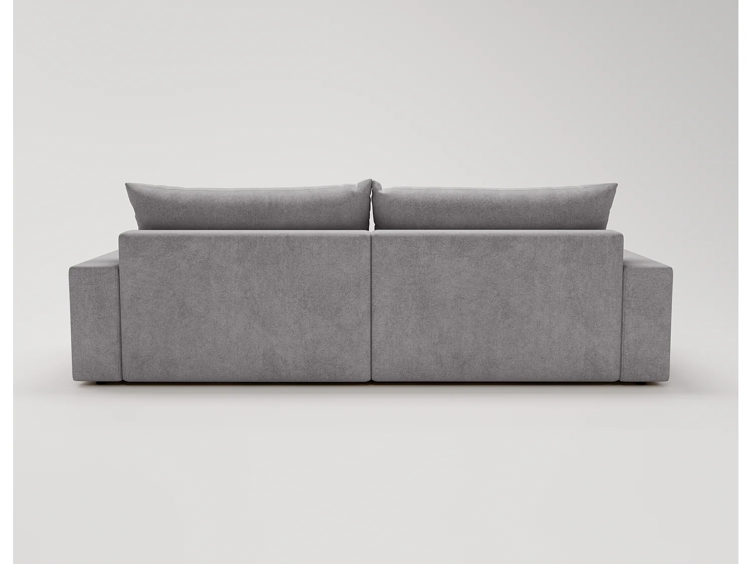 Canapé d'angle convertible Novira 270 cm pour salon, style moderne, coffre de rangement, coussins, droite, gris