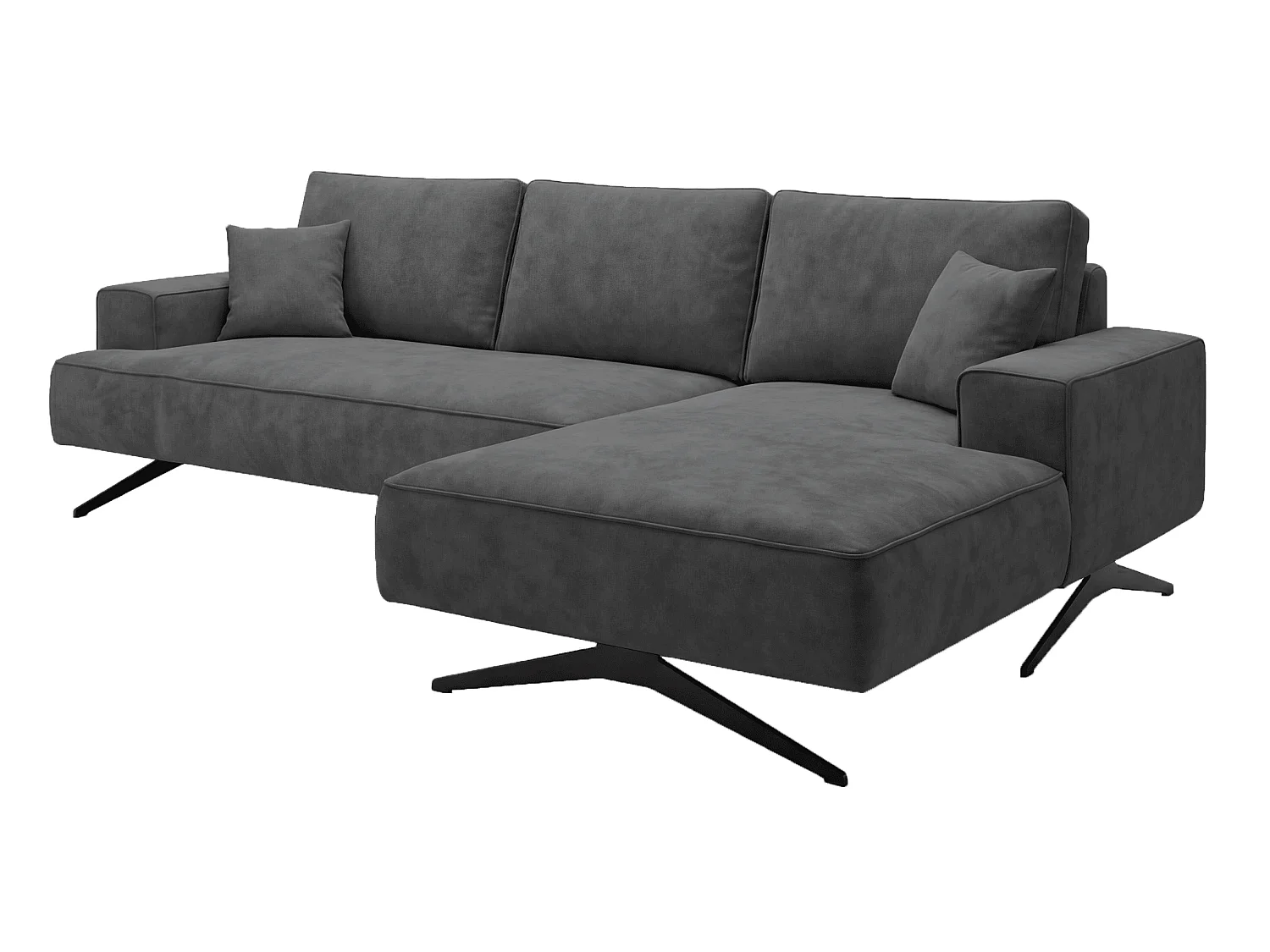 Ecksofa Zenaro in L-Form auf Füßen - modernes Design, Sofa 260 cm, rechts, Dunkelgrau
