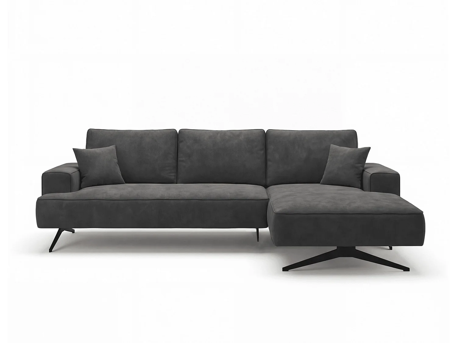 Ecksofa Zenaro in L-Form auf Füßen - modernes Design, Sofa 260 cm, rechts, Dunkelgrau