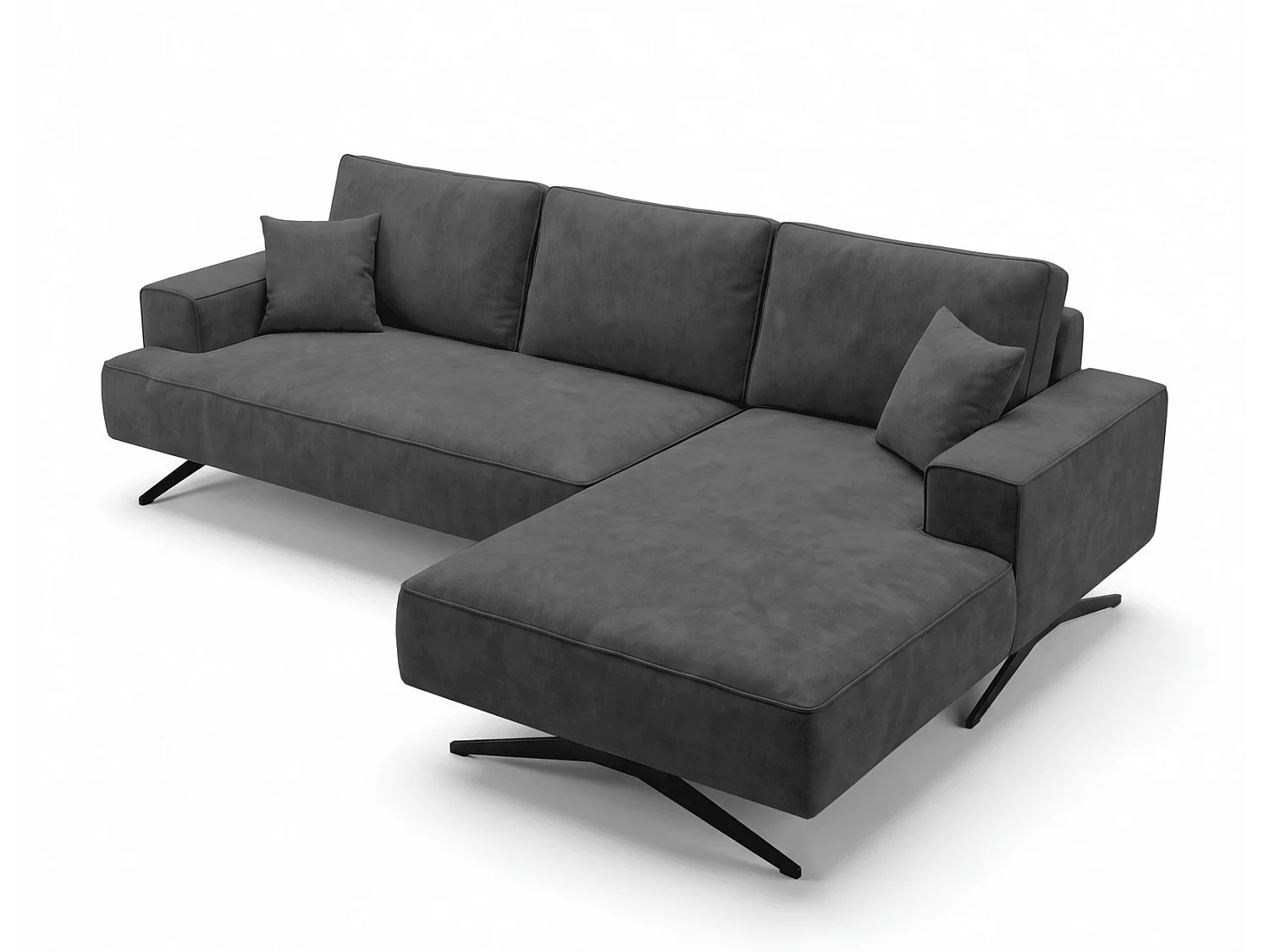 Ecksofa Zenaro in L-Form auf Füßen - modernes Design, Sofa 260 cm, rechts, Dunkelgrau