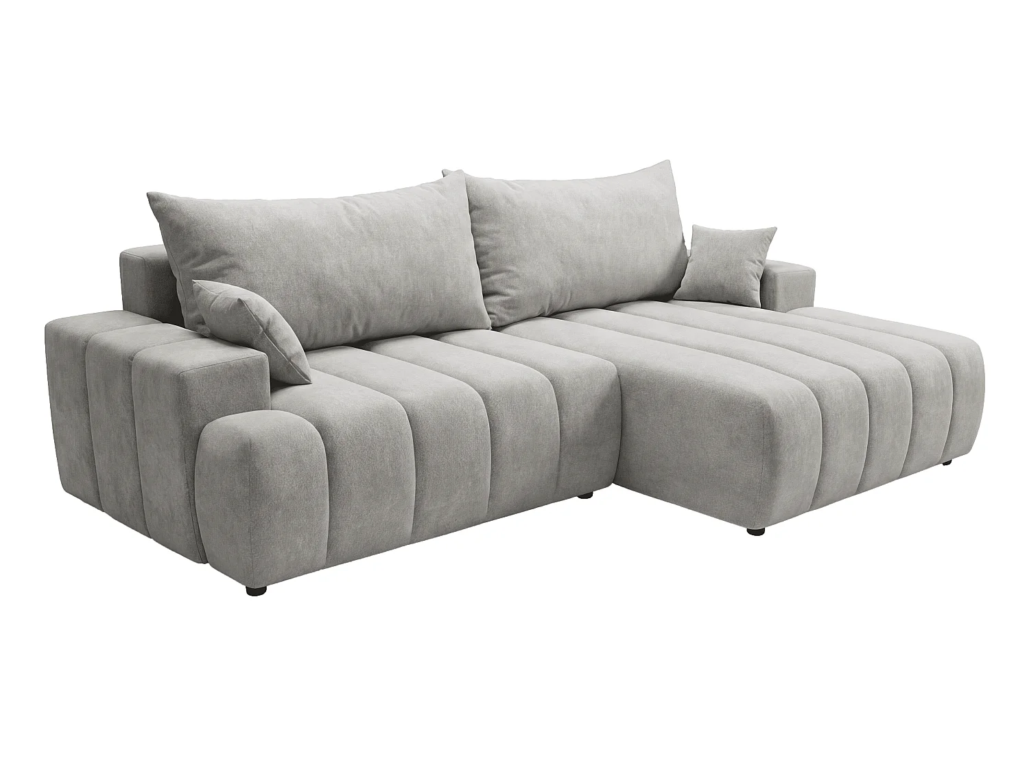 Canapé d'angle Hago 270 cm avec coffre de rangement, canapé convertible moderne, droite, gris clair