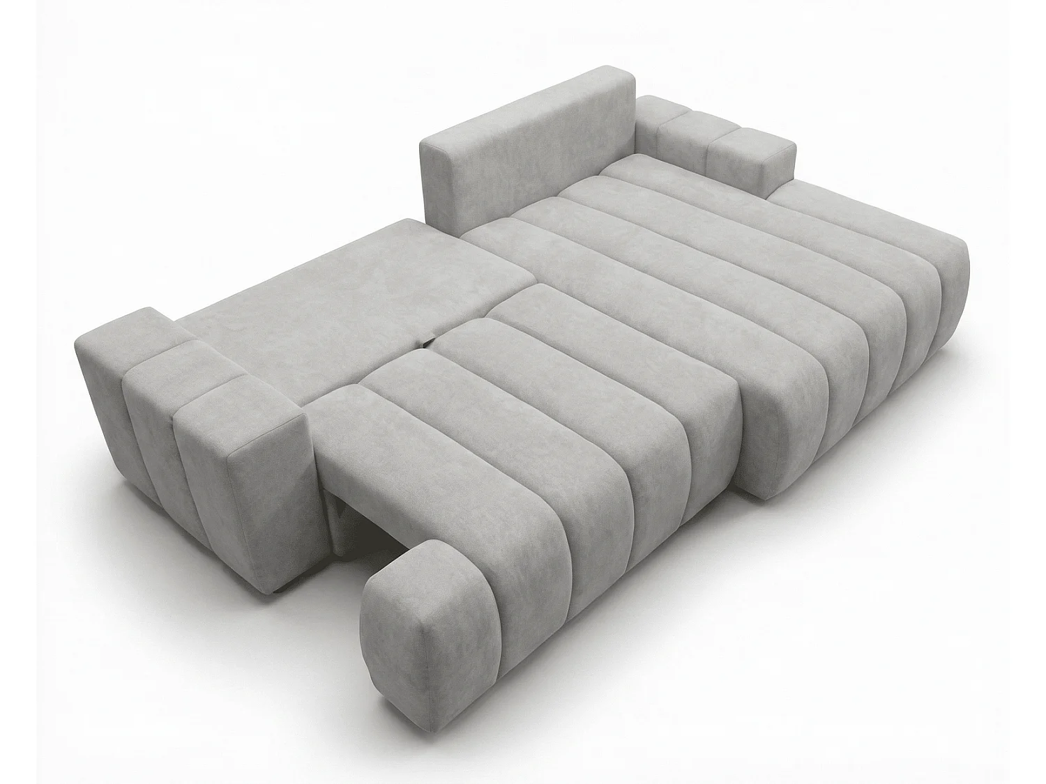 Canapé d'angle Hago 270 cm avec coffre de rangement, canapé convertible moderne, droite, gris clair