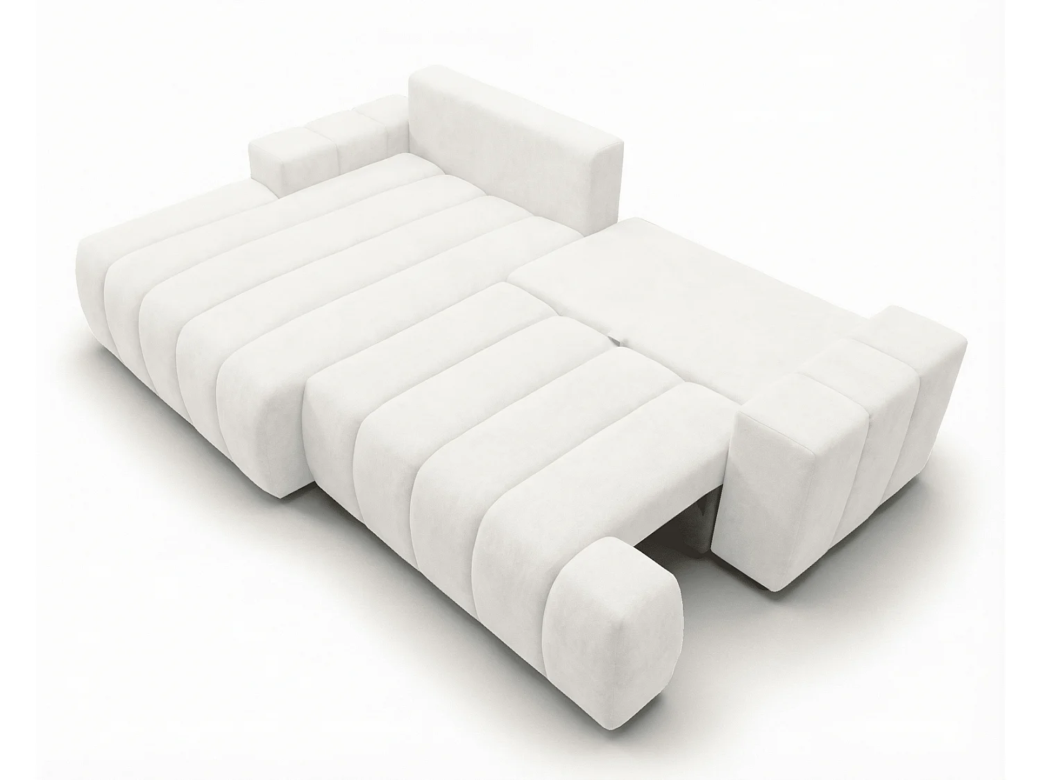 Canapé d'angle Hago 270 cm avec coffre de rangement, canapé convertible moderne, gauche, crème