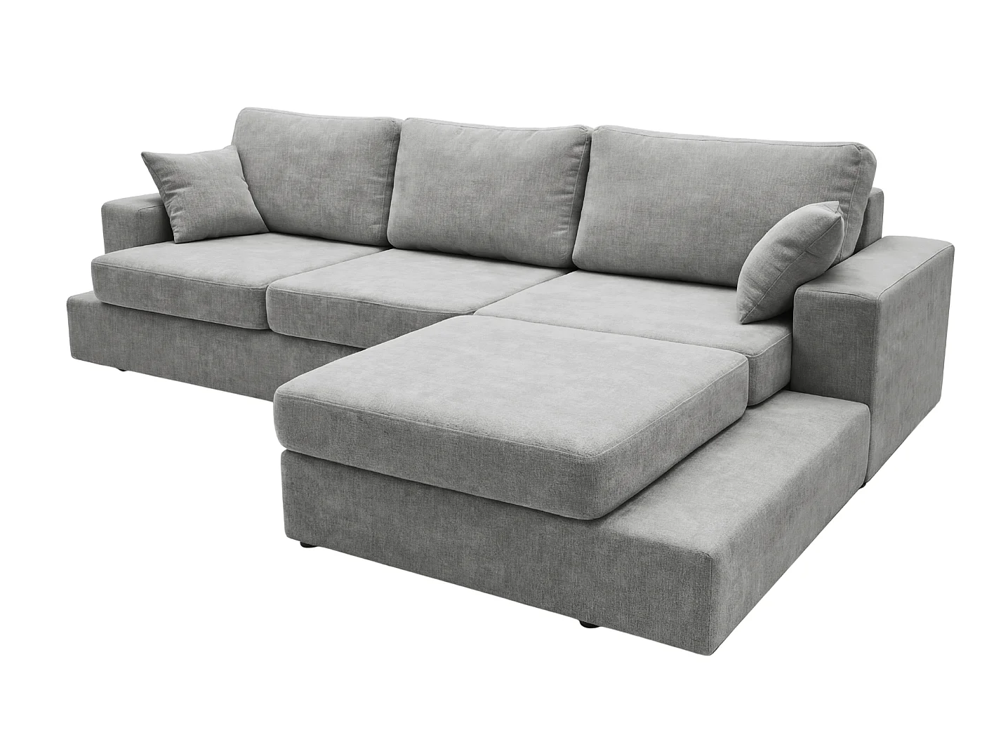 Canapé d'angle moelleux Fidenzo 260 cm, droite, non convertible, design moderne, gris