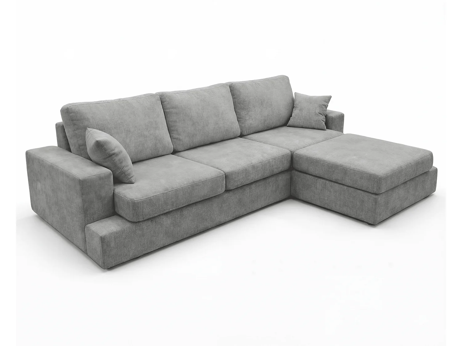 Canapé d'angle moelleux Fidenzo 260 cm, droite, non convertible, design moderne, gris