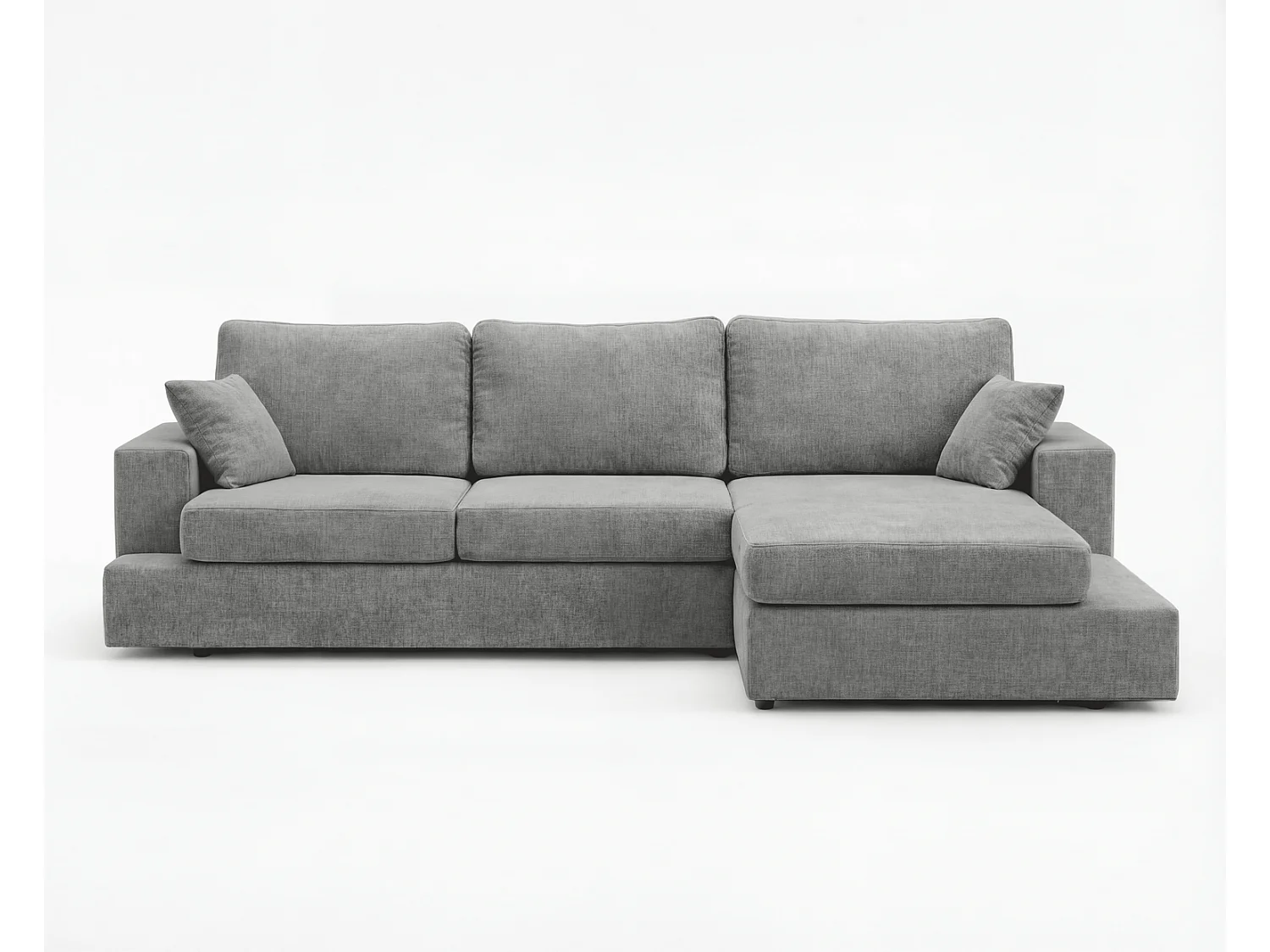 Canapé d'angle moelleux Fidenzo 260 cm, droite, non convertible, design moderne, gris
