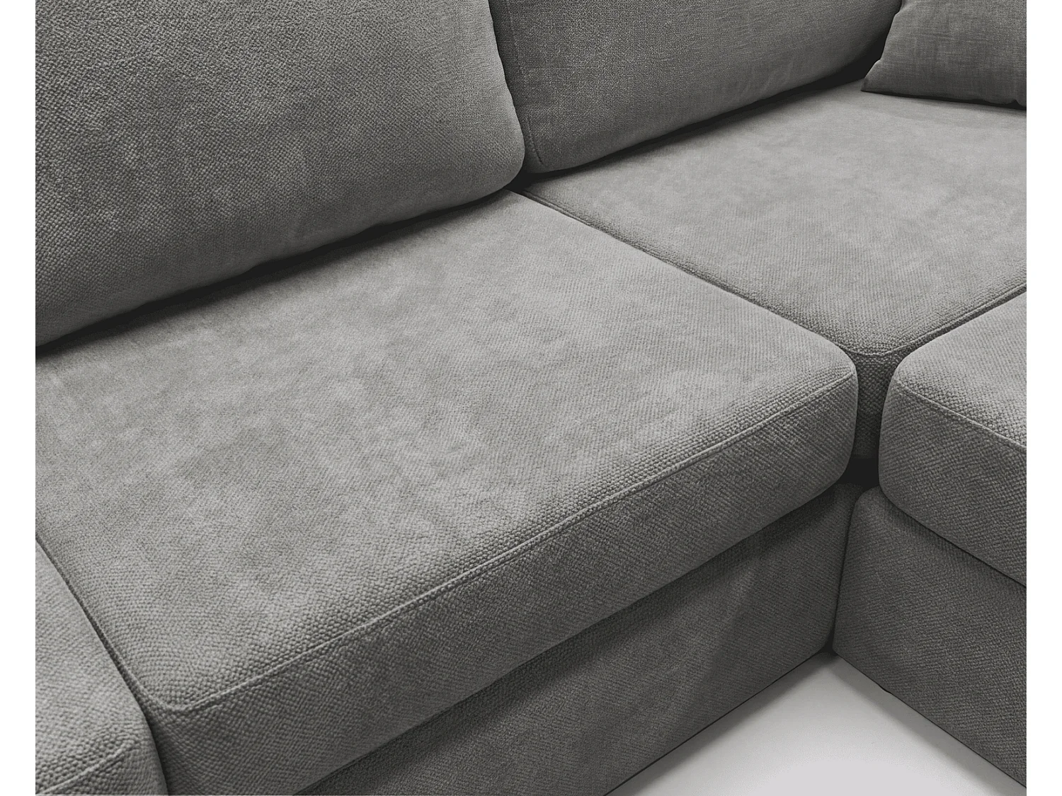 Canapé d'angle moelleux Fidenzo 260 cm, droite, non convertible, design moderne, gris