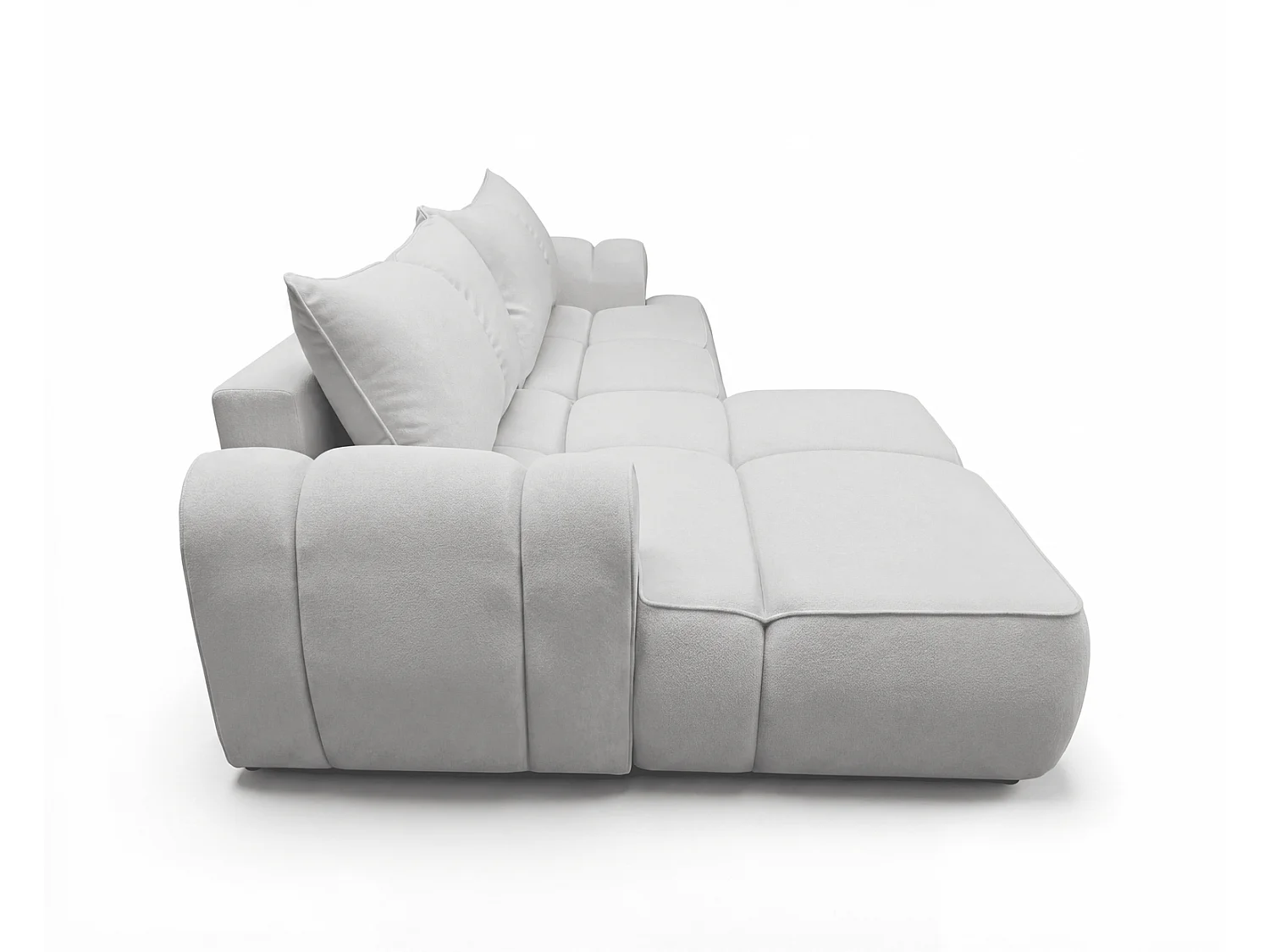 Canapé d'angle Avani 280 cm, canapé convertible avec rangement, design moderne, gauche, gris clair