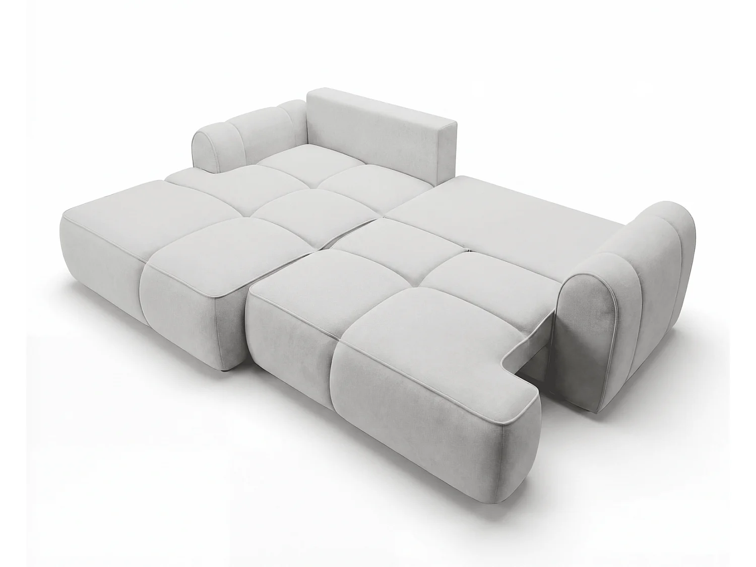 Canapé d'angle Avani 280 cm, canapé convertible avec rangement, design moderne, gauche, gris clair