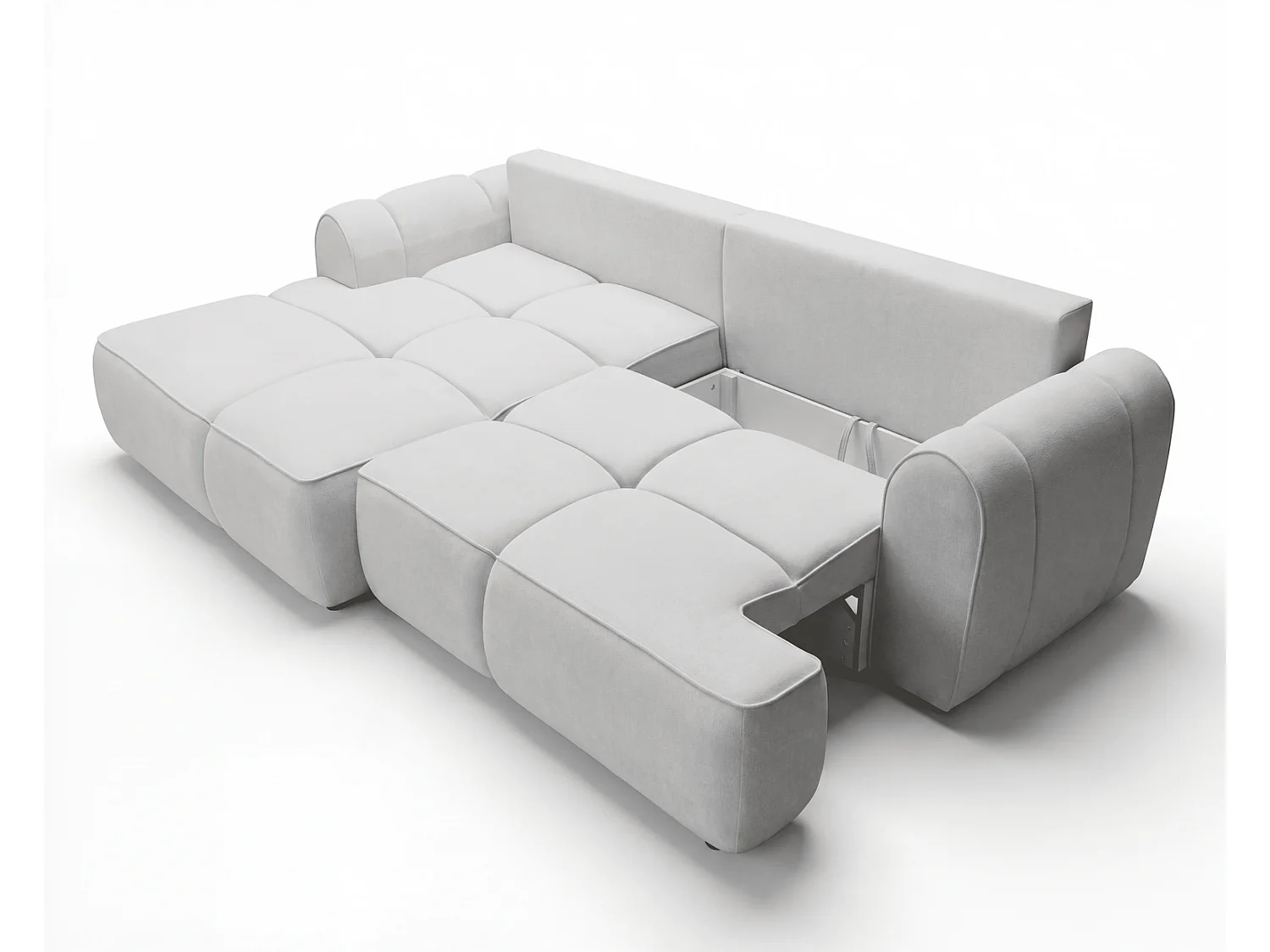 Canapé d'angle Avani 280 cm, canapé convertible avec rangement, design moderne, gauche, gris clair