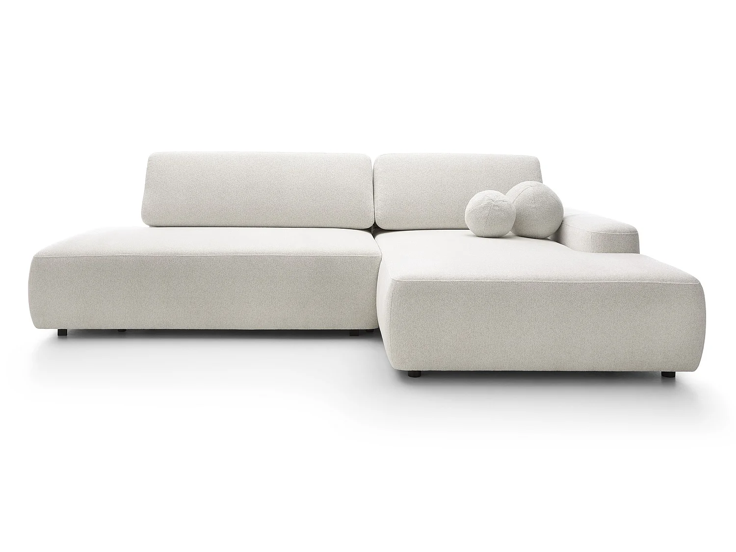 Canapé d'angle Orea O avec rangement design aux formes arrondies - canapé d'angle convertible, droit, crème