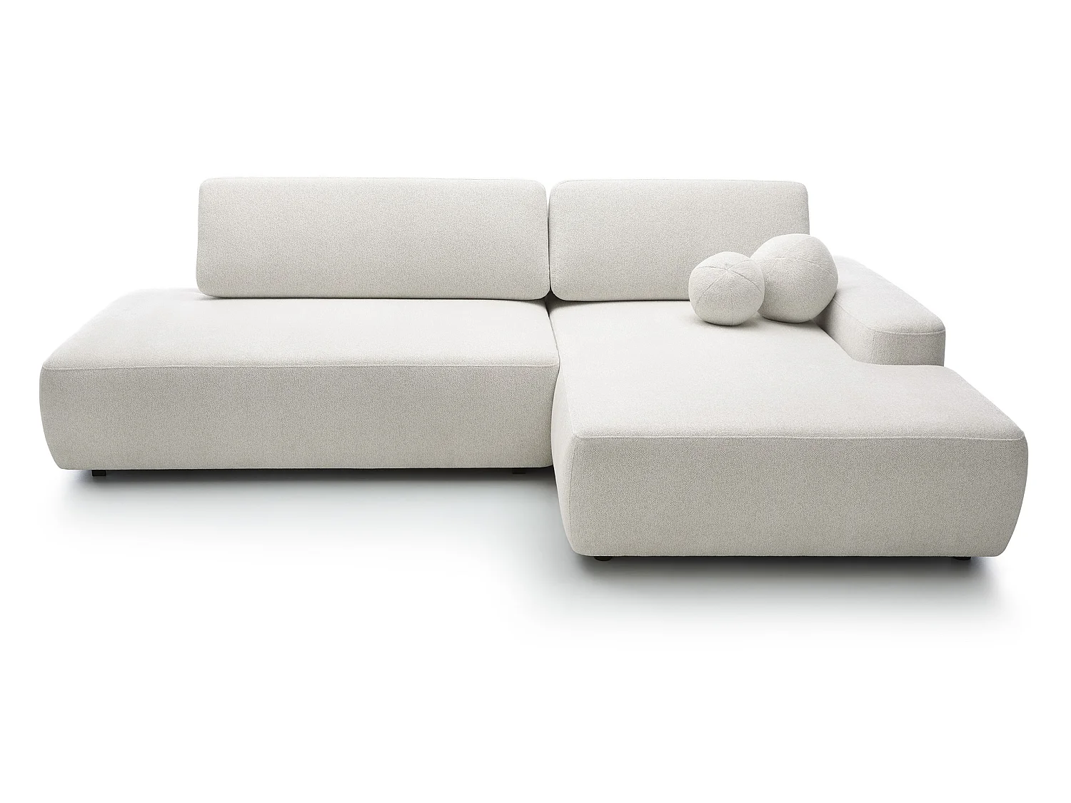 Canapé d'angle Orea O avec rangement design aux formes arrondies - canapé d'angle convertible, droit, crème