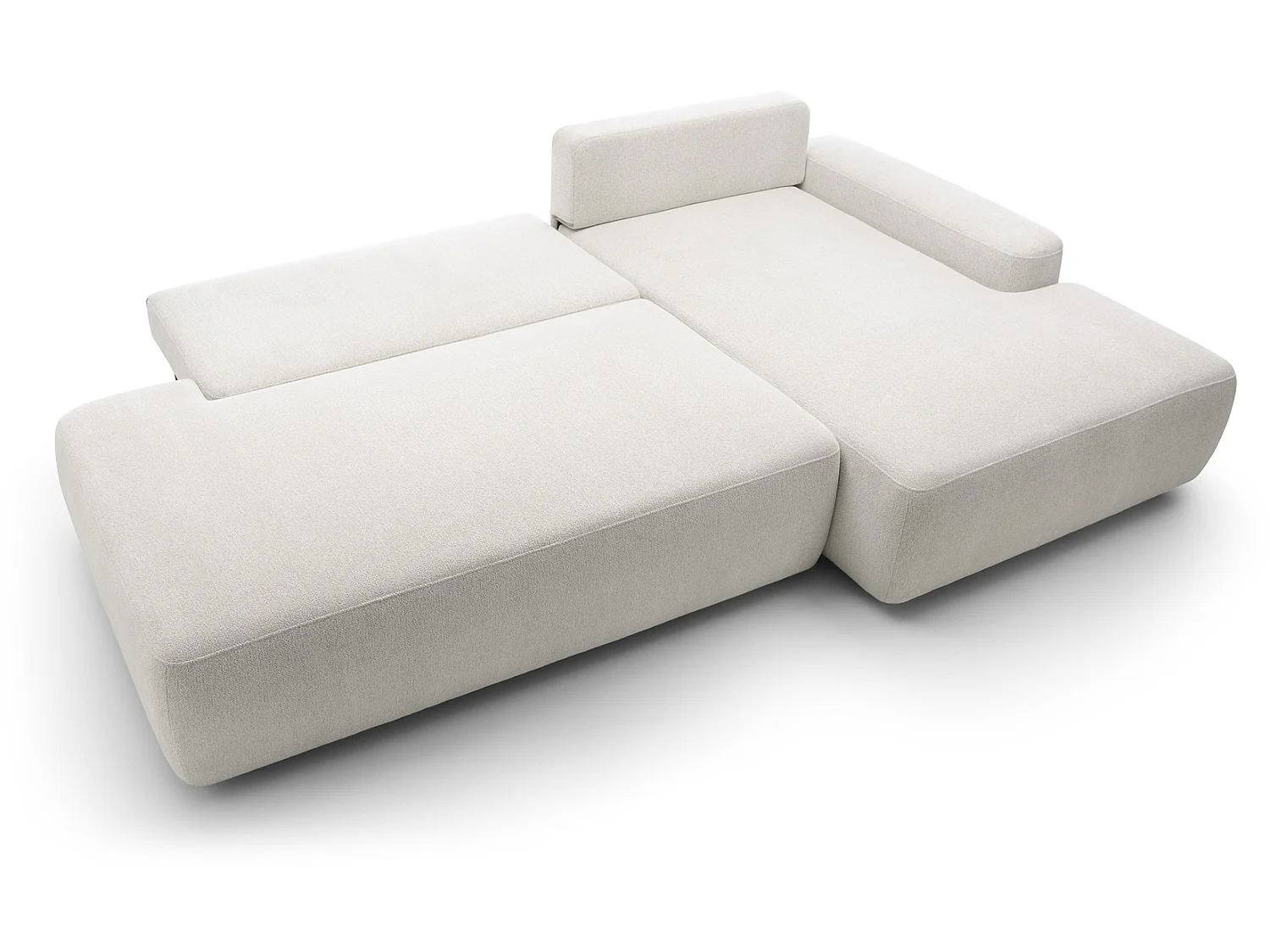 Canapé d'angle Orea O avec rangement design aux formes arrondies - canapé d'angle convertible, droit, crème