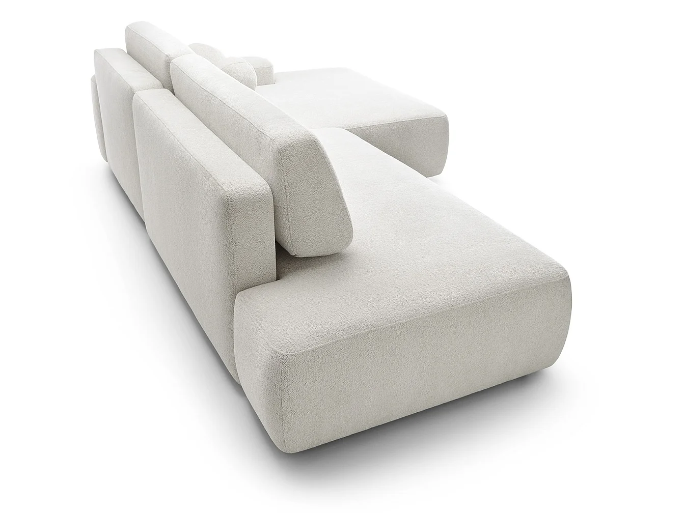 Canapé d'angle Orea O avec rangement design aux formes arrondies - canapé d'angle convertible, droit, crème