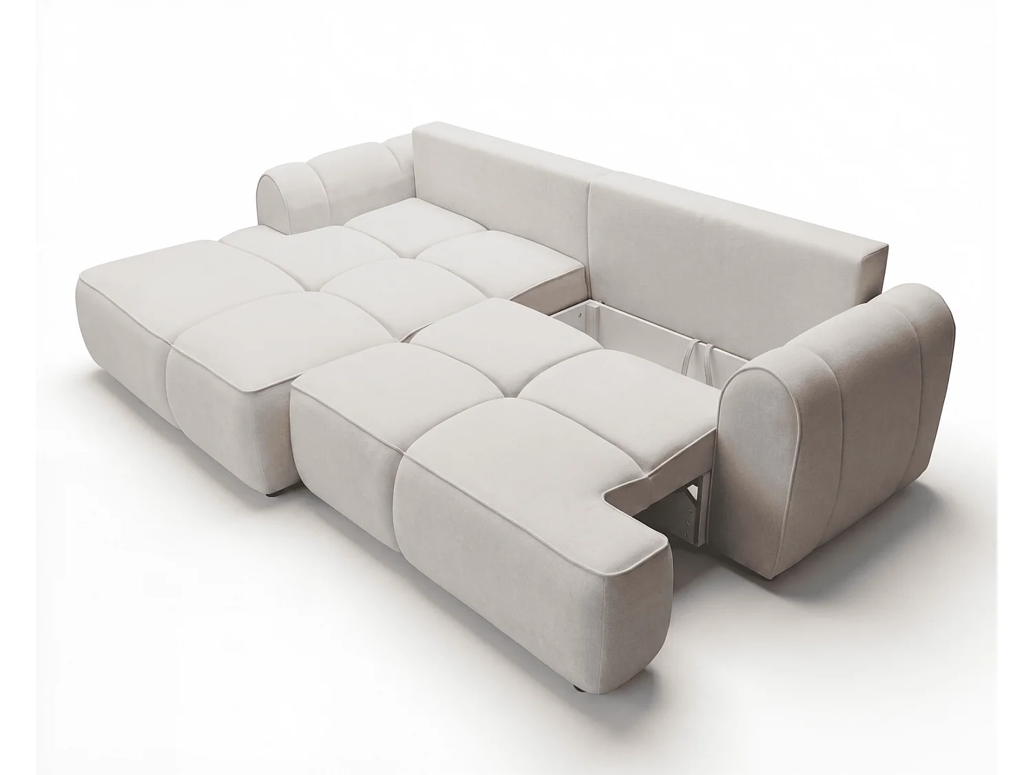 Canapé d'angle Avani 280 cm, canapé convertible avec rangement, design moderne, gauche, beige