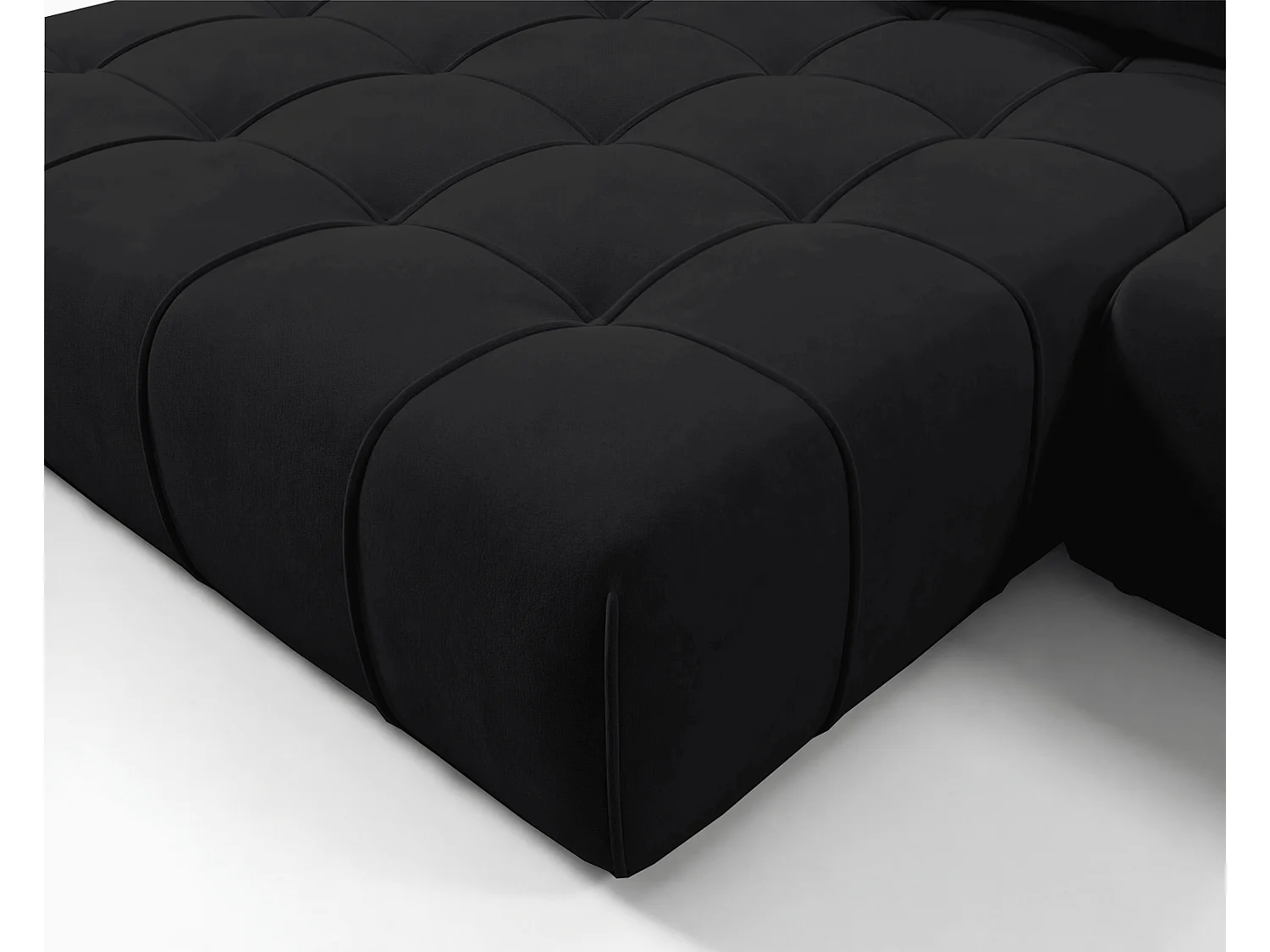 Canapé d'angle moderne Arvio 270 cm, convertible avec rangement, canapé design pour salon, gauche, noir