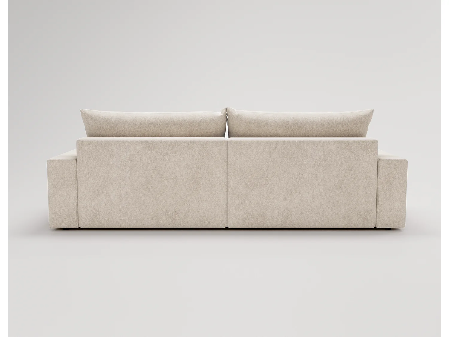 Canapé d'angle convertible Novira 270 cm pour salon, style moderne, coffre de rangement, coussins, droite, crème