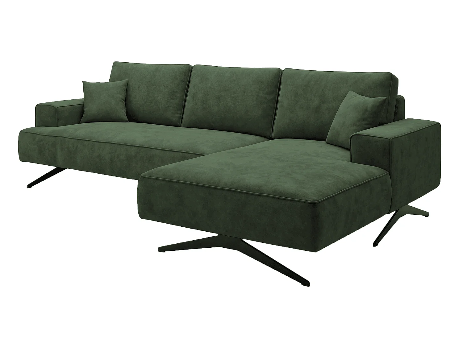 Ecksofa Zenaro in L-Form auf Füßen - modernes Design, Sofa 260 cm, rechts, Grün