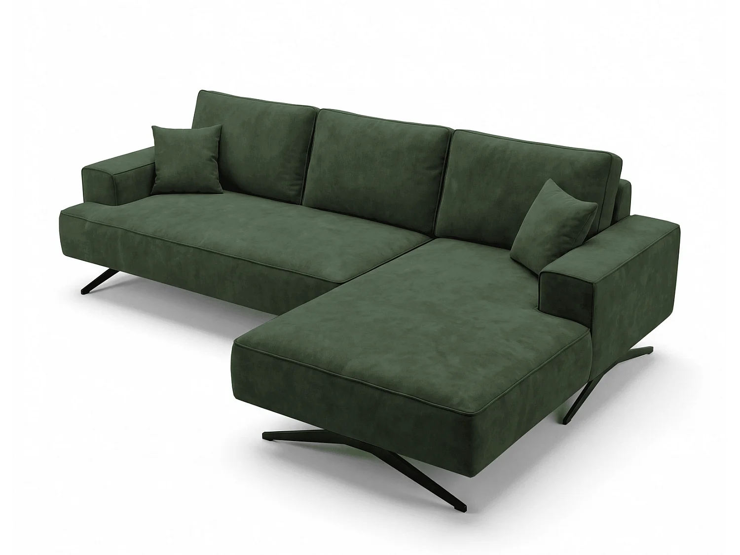 Ecksofa Zenaro in L-Form auf Füßen - modernes Design, Sofa 260 cm, rechts, Grün