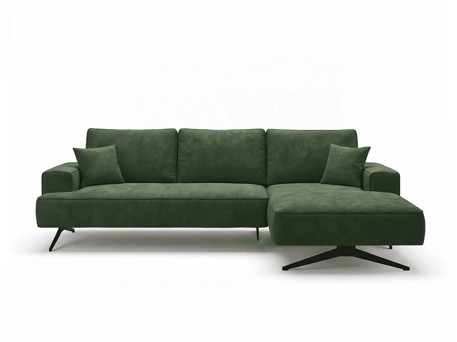 Ecksofa Zenaro in L-Form auf Füßen - modernes Design, Sofa 260 cm, rechts, Grün