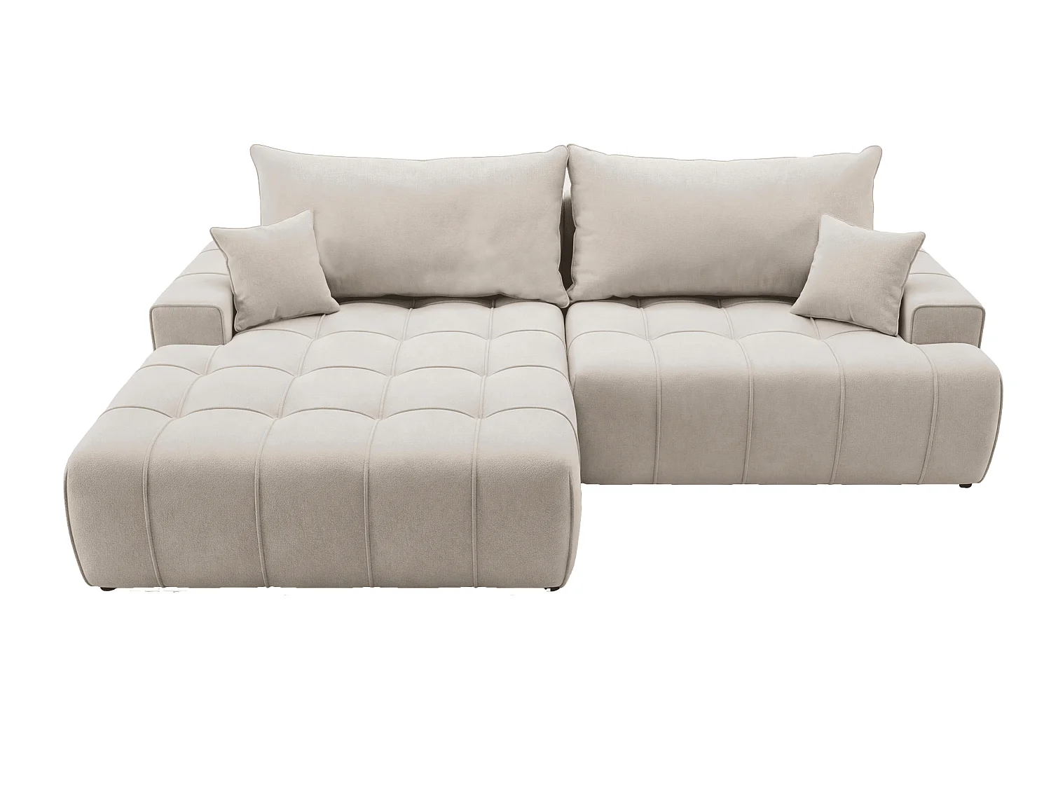 Canapé d'angle moderne Arvio 270 cm, convertible avec rangement, canapé design pour salon, gauche, beige