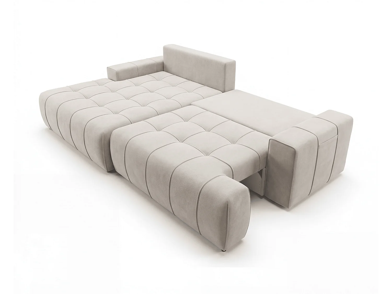 Canapé d'angle moderne Arvio 270 cm, convertible avec rangement, canapé design pour salon, gauche, beige