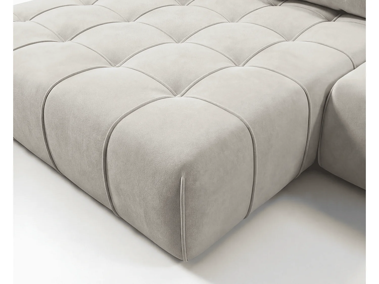 Canapé d'angle moderne Arvio 270 cm, convertible avec rangement, canapé design pour salon, gauche, beige