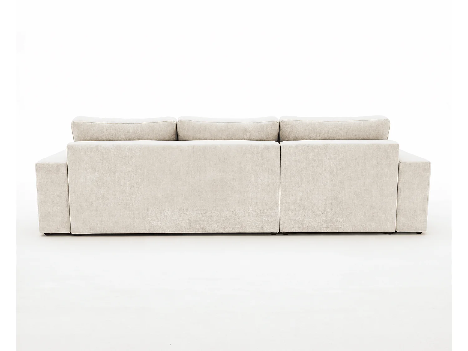Canapé d'angle moelleux Fidenzo 260 cm, gauche, non convertible, design moderne, crème