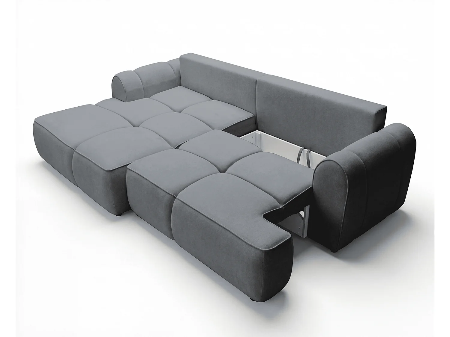 Canapé d'angle Avani 280 cm, canapé convertible avec rangement, design moderne, gauche, gris
