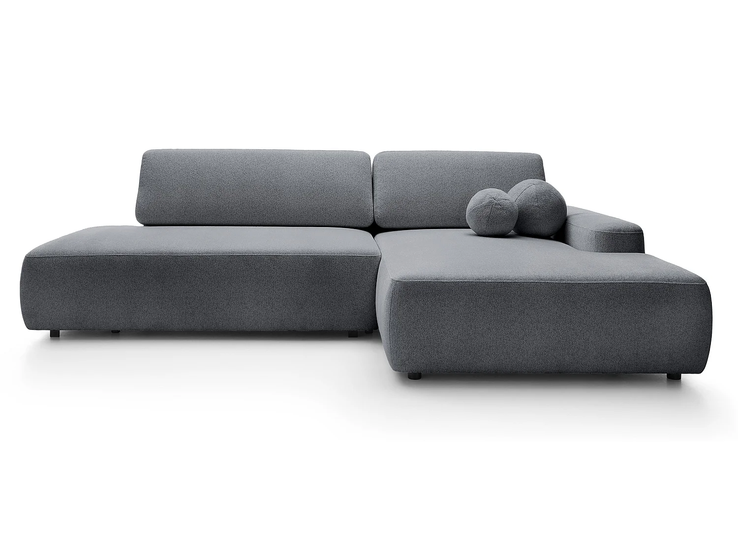 Canapé d'angle Orea O avec rangement design aux formes arrondies - canapé d'angle convertible, droit, gris foncé