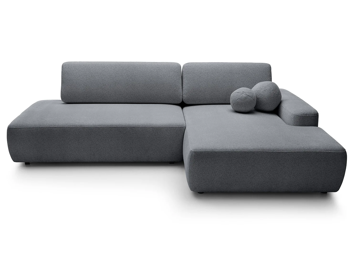 Canapé d'angle Orea O avec rangement design aux formes arrondies - canapé d'angle convertible, droit, gris foncé