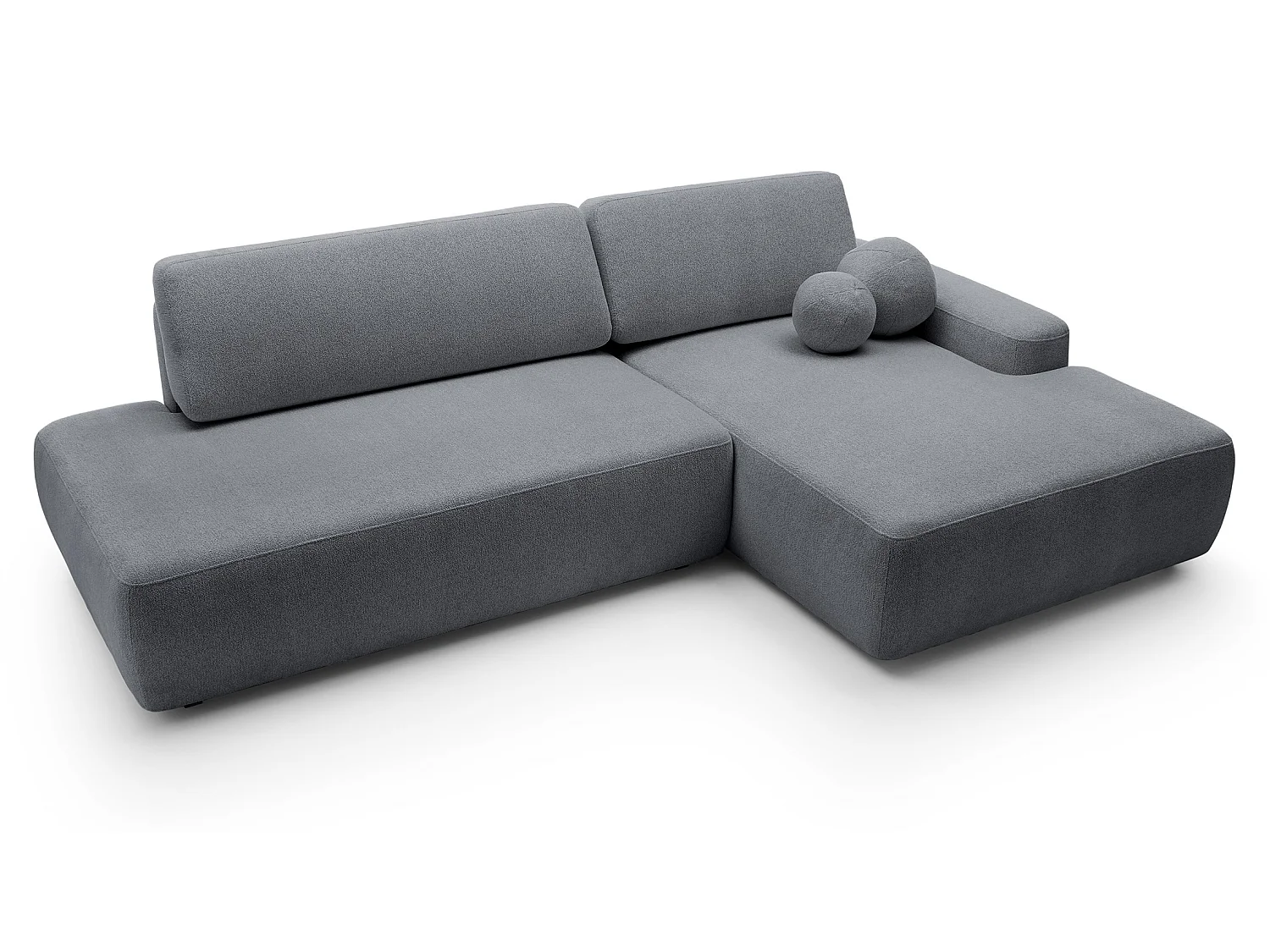 Canapé d'angle Orea O avec rangement design aux formes arrondies - canapé d'angle convertible, droit, gris foncé