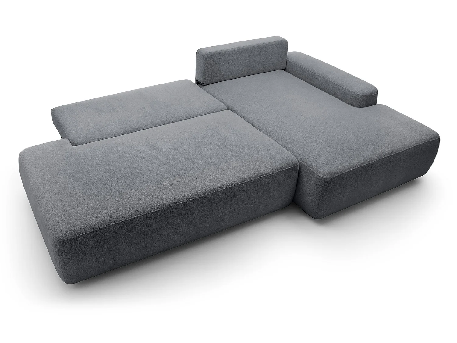 Canapé d'angle Orea O avec rangement design aux formes arrondies - canapé d'angle convertible, droit, gris foncé