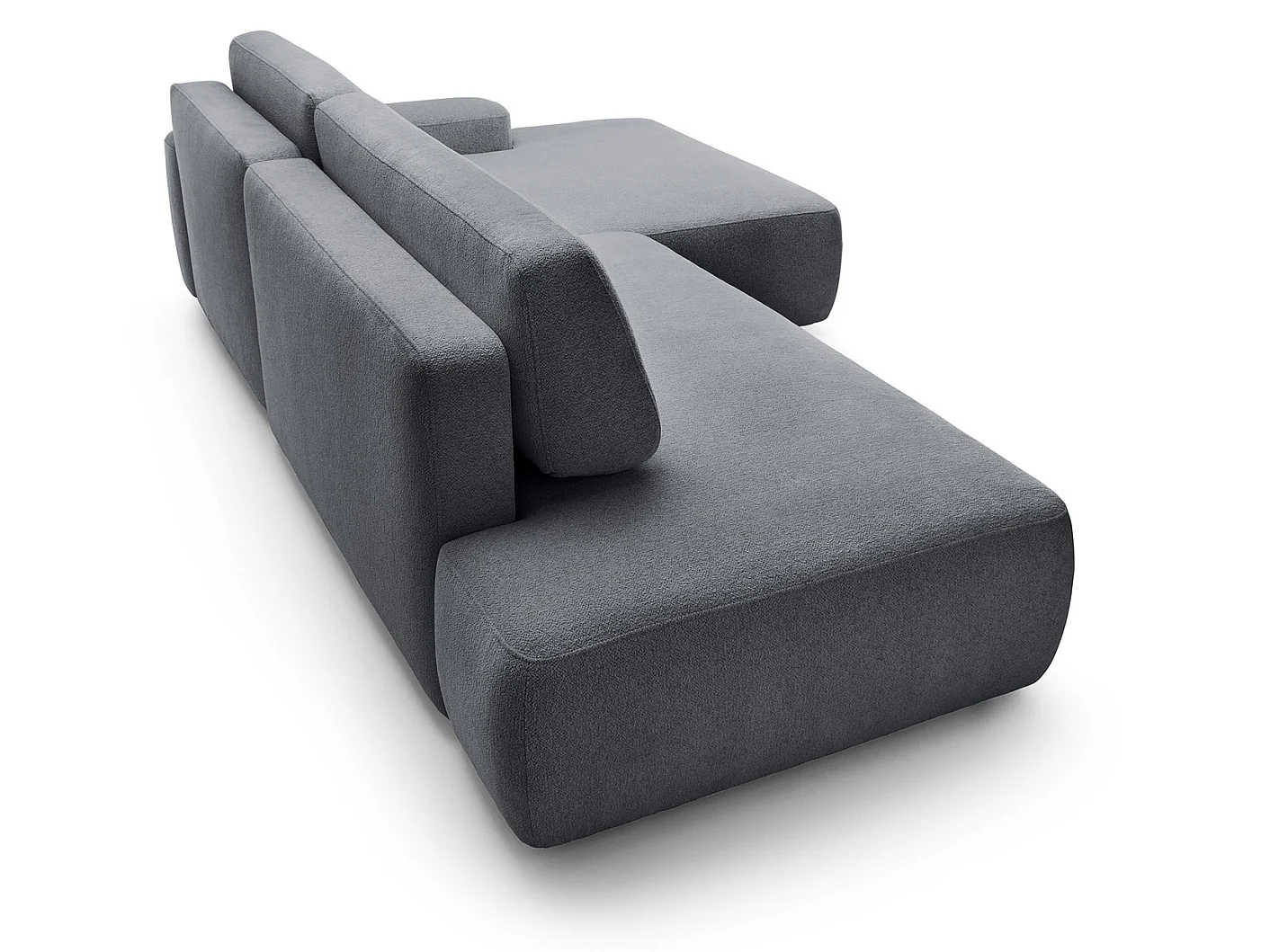 Canapé d'angle Orea O avec rangement design aux formes arrondies - canapé d'angle convertible, droit, gris foncé