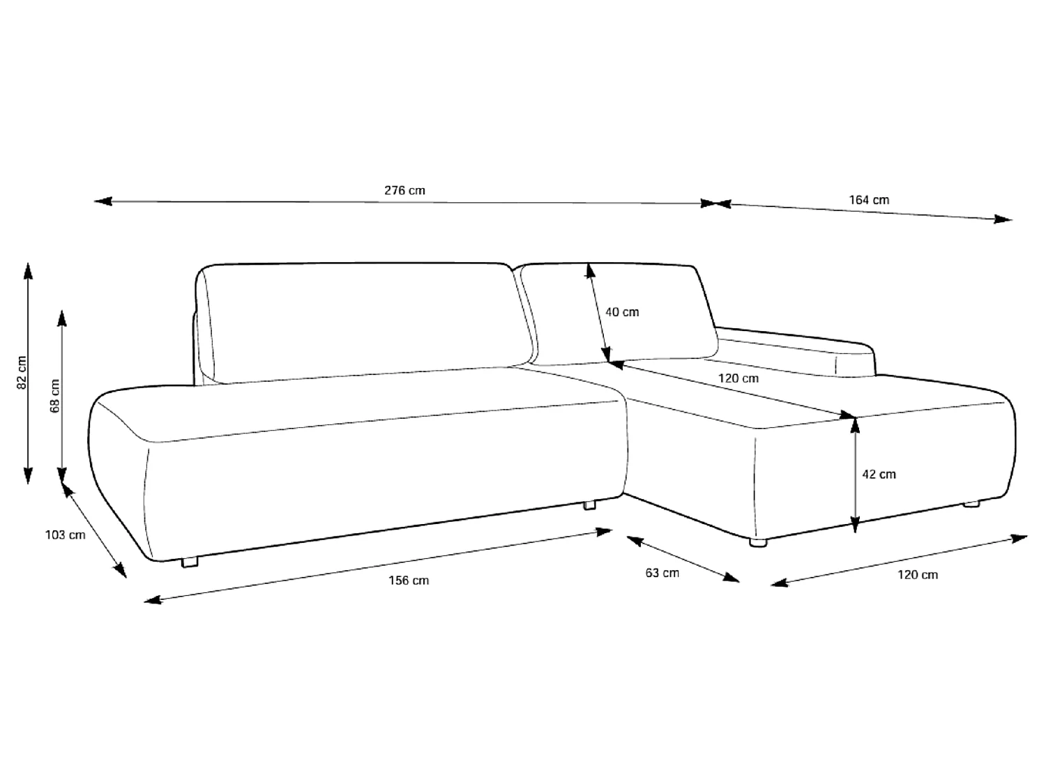 Canapé d'angle Orea O avec rangement design aux formes arrondies - canapé d'angle convertible, droit, gris foncé