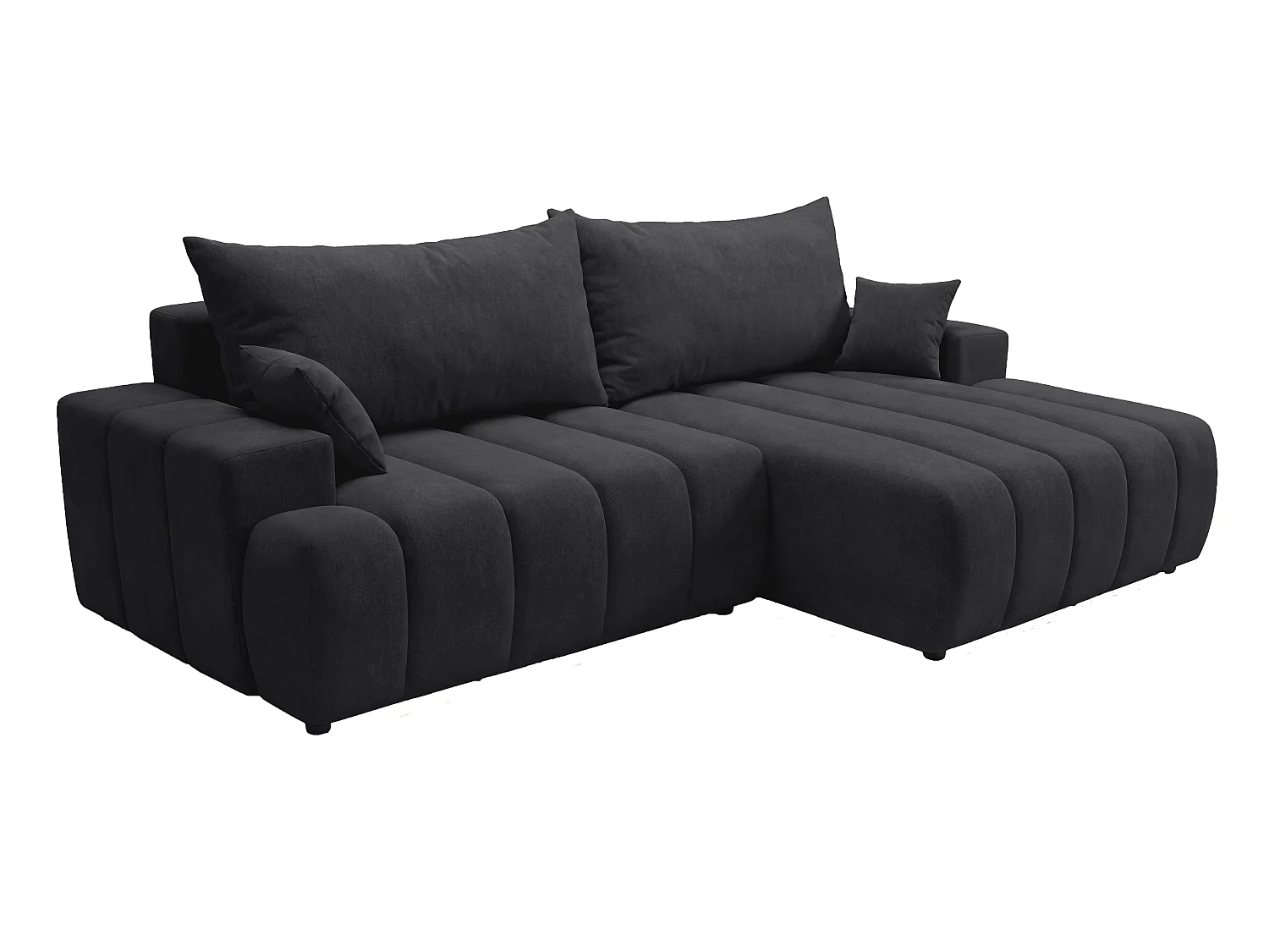 Canapé d'angle Hago 270 cm avec coffre de rangement, canapé convertible moderne, droite, noir