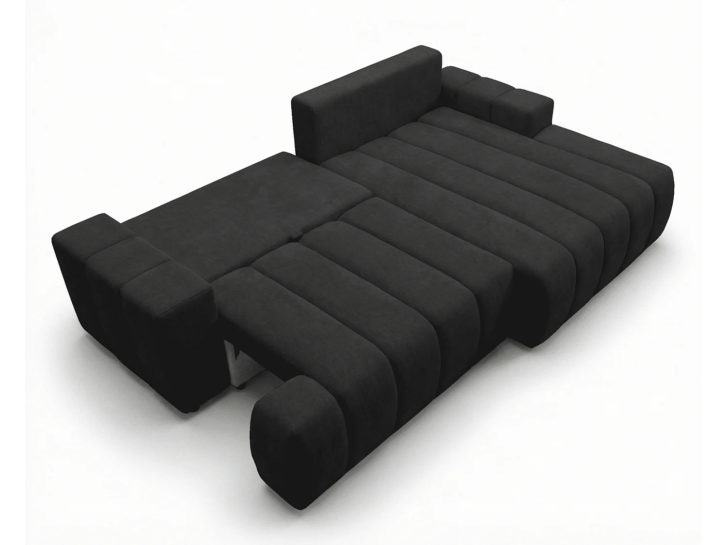 Canapé d'angle Hago 270 cm avec coffre de rangement, canapé convertible moderne, droite, noir
