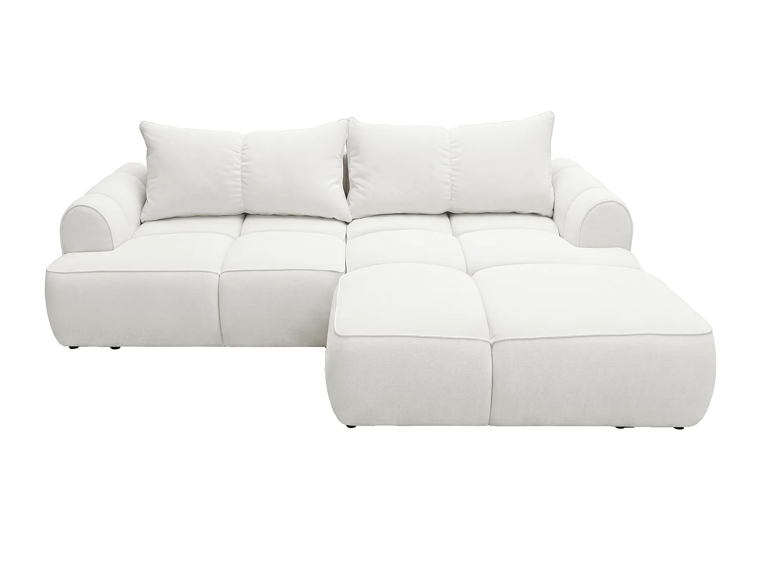 Canapé d'angle Avani 280 cm, canapé convertible avec rangement, design moderne, droite, crème