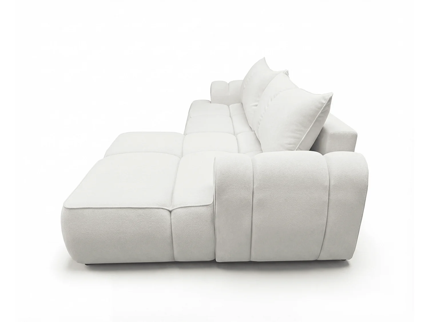 Canapé d'angle Avani 280 cm, canapé convertible avec rangement, design moderne, droite, crème