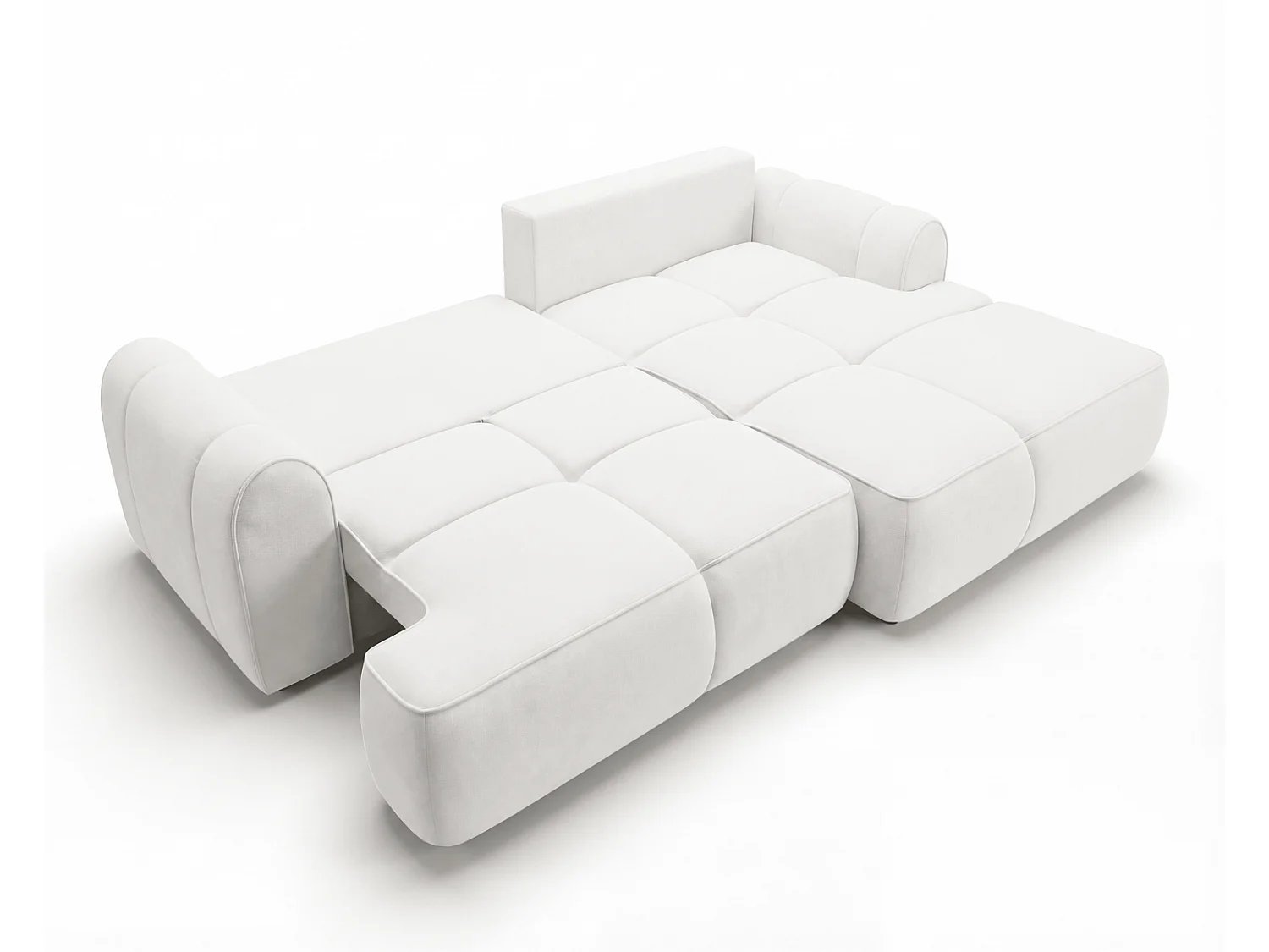 Canapé d'angle Avani 280 cm, canapé convertible avec rangement, design moderne, droite, crème