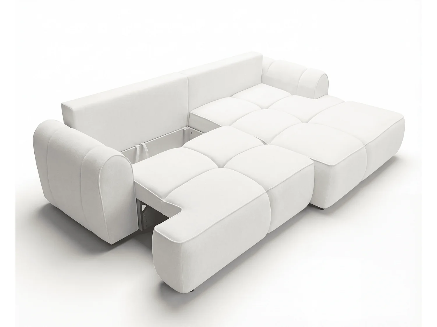 Canapé d'angle Avani 280 cm, canapé convertible avec rangement, design moderne, droite, crème